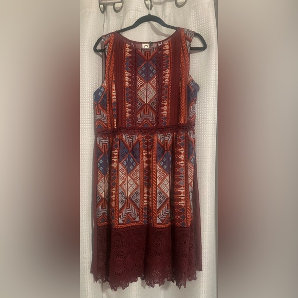 NWOT Anthropologie Shift‎ Dress AKEMI + Kin Embroidered Burgandy Party Dress 12. - Picture 1 of 11
